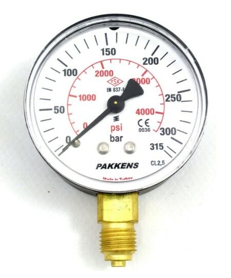 PAKKENS Alt Bağlantılı Manometre Ø63 mm 315 Bar