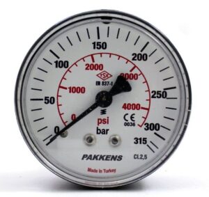 PAKKENS Arka Bağlantılı Manometre Ø63 mm 315 Bar 1/4''