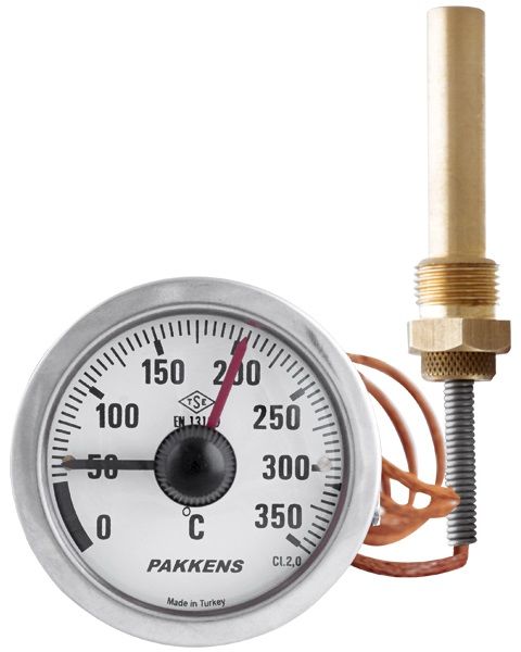 PAKKENS Gazlı Kontaklı Termometre Ø60mm 160°C NC/NO