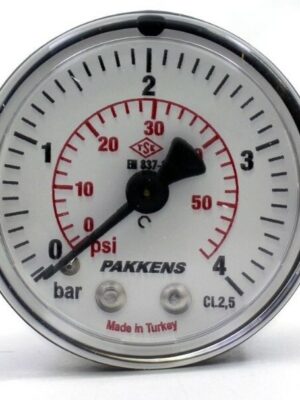 Pakkens Arka Bağlantılı Kuru Tip Manometre Ø40 4 Bar