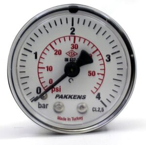 PAKKENS Arka Bağlantılı Manometre Ø50 mm 4 Bar 1/4''