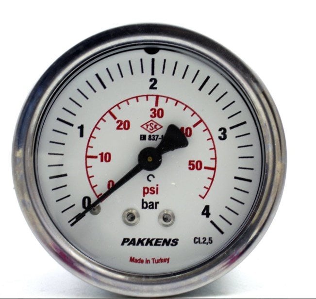 PAKKENS Arka Bağlantılı Pano Tipi Kuru Manometre Ø40mm 0-4 Bar