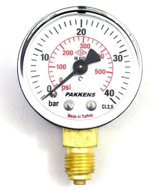 PAKKENS Alt Bağlantılı Manometre Ø63 mm 40 Bar 1/4''