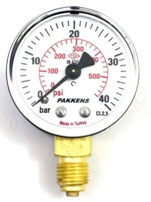 PAKKENS Alt Bağlantılı Kuru Tip Manometre Ø63 mm 40 Bar