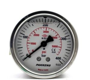 Pakkens Arka Bağlantılı Gliserinli Manometre Ø100 mm 400 Bar