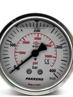 PAKKENS Arka Bağlantılı Gliserinli Manometre Ø63 mm 400 Bar