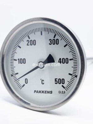 PAKKENS Arka Bağlantılı Bi-Metal Termometre Ø100mm 500°C 30cm