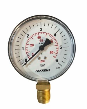 PAKKENS Alt Bağlantılı Manometre Ø100 mm 6 Bar 1/2''