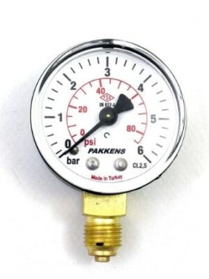 PAKKENS Alt Bağlantılı Kuru Tip Manometre Ø63 mm 6 Bar