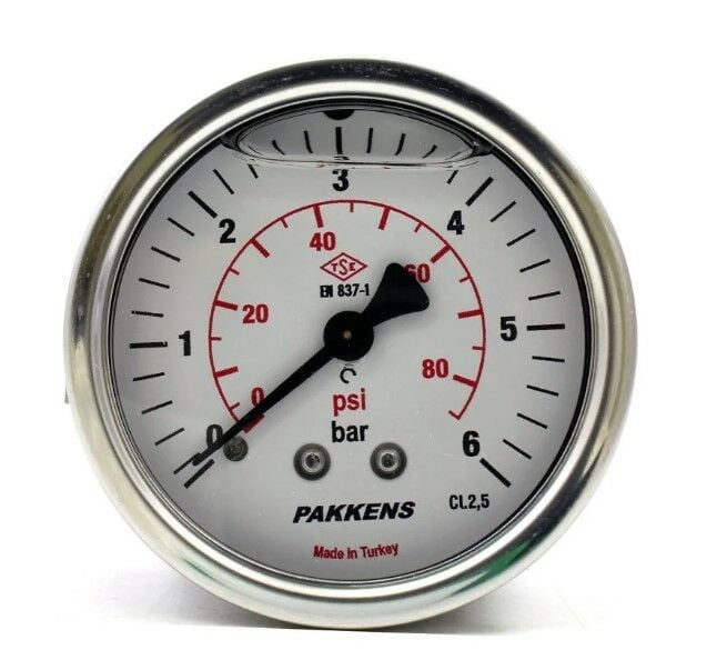 Pakkens Arka Bağlantılı Pano Tipi Gliserinli Manometre Ø63 mm 6 Bar