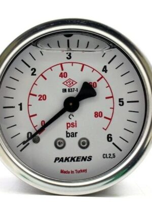 Pakkens Arka Bağlantılı Pano Tipi Gliserinli Manometre Ø63 mm 6 Bar
