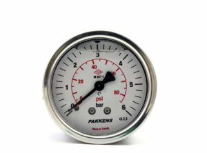 PAKKENS Arka Bağlantılı Gliserinli Manometre Ø50mm 0-6 Bar