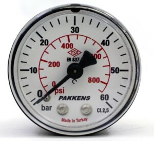 PAKKENS Arka Bağlantılı Manometre Ø50 mm 60 Bar 1/8''