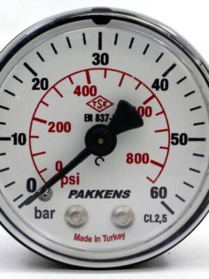 PAKKENS Arka Bağlantılı Manometre Ø50 mm 60 Bar