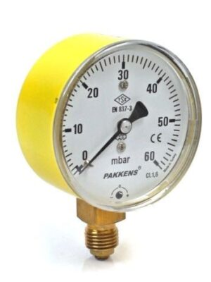 PAKKENS Alt Bağlantılı Kapsül Diyaframlı Manometre Ø100 mm 60 mbar