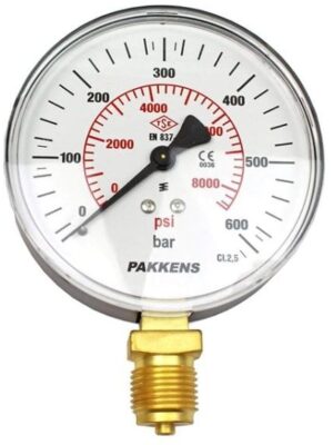 PAKKELS Alt Bağlantılı Manometre Ø63 mm 600 Bar