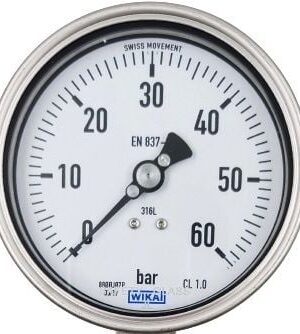WIKA 232.50.100 Alt Bağlantılı Ekseni Kaçık Manometre Ø100mm 60 Bar CL 1.0