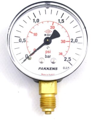 PAKKENS Alt Bağlantılı Manometre Ø63 mm 2,5 Bar