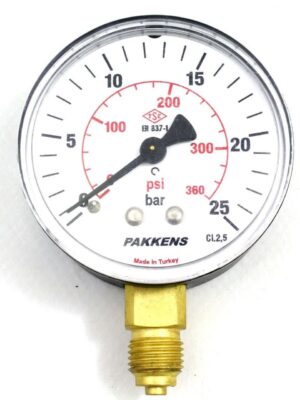 PAKKENS Alt Bağlantılı Manometre Ø63 mm 0-25 Bar