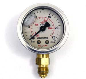 PAKKENS Alt Bağlantılı Gliserinli Manometre Ø63 mm 0-25 Bar 1/4''
