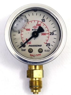 PAKKENS Alt Bağlantılı Gliserinli Manometre Ø63 mm 0-25 Bar