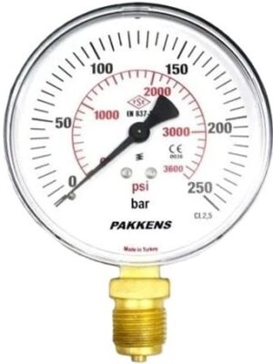 PAKKENS Alt Bağlantılı Manometre Ø40mm 250 Bar