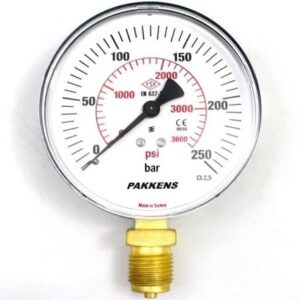 PAKKENS Alt Bağlantılı Manometre Plastik Gövde Ø63 mm 250 Bar 1/4''
