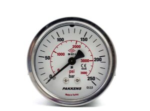 Pakkens Arka Bağlantılı Pano Tipi Manometre Ø63 mm 250 Bar 1/4''