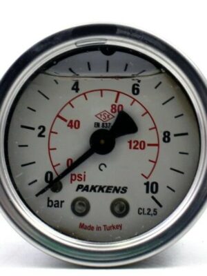 PAKKENS Gliserinli Manometre Ø63 mm 10 Bar 1/4''