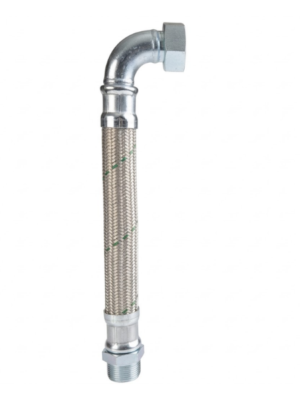 Paslanmaz Örgülü Dirsekli Flex Hortum 2'' - L:500 mm