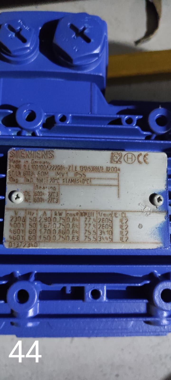SIEMENS Elektrik Motoru 0.75 kW 2900 d/d IE2 B5