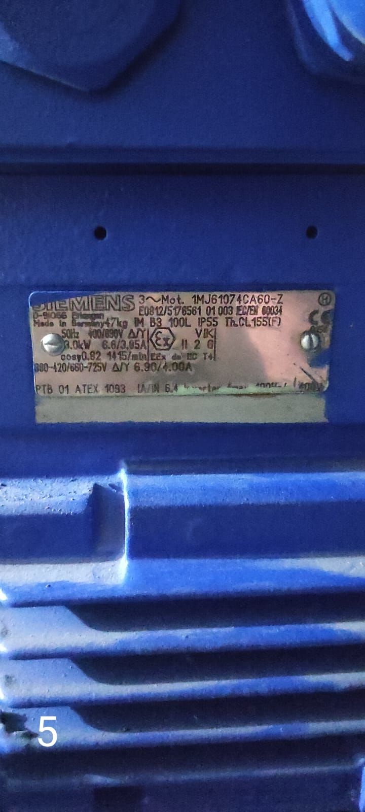 SIEMENS Ex-Proof Elektrik Motoru 3 kW 1415 d/d B3