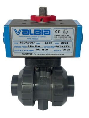 VALBIA U-PVC Pnömatik Aktüatörlü Küresel Vana (Asit) Ø25 mm