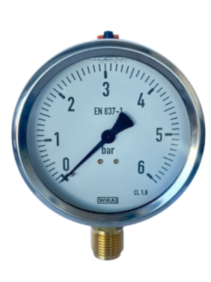 WIKA 113.53.100 Gliserinli Manometre Ø100mm 6 Bar