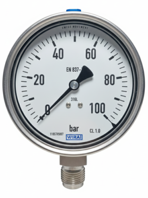 WIKA 232.50 Paslanmaz Gliserinli Manometre Ø100 mm 0-100 Bar
