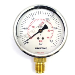 PAKKENS Gliserinli Paslanmaz Manometre Ø100mm 2,5 Bar