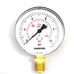 PAKKENS Alt Bağlantılı Kuru Tip Manometre Ø63 mm 10 Bar 1/4''