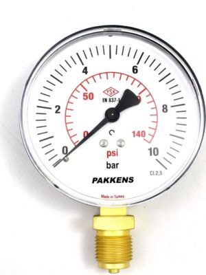 PAKKENS Alt Bağlantılı Kuru Tip Manometre Ø63 mm 10 Bar
