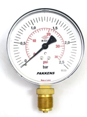 PAKKENS Alt Bağlantılı Manovakummetre Ø63 mm -1/5 Bar