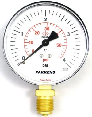PAKKENS Alt Bağlantılı Manometre Ø63 mm 0-4 Bar 1/4''