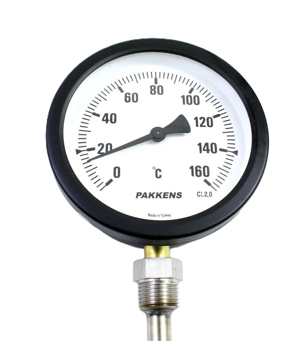 PAKKENS Alt Bağlantılı Termometre Ø100mm 160°C 1/2''