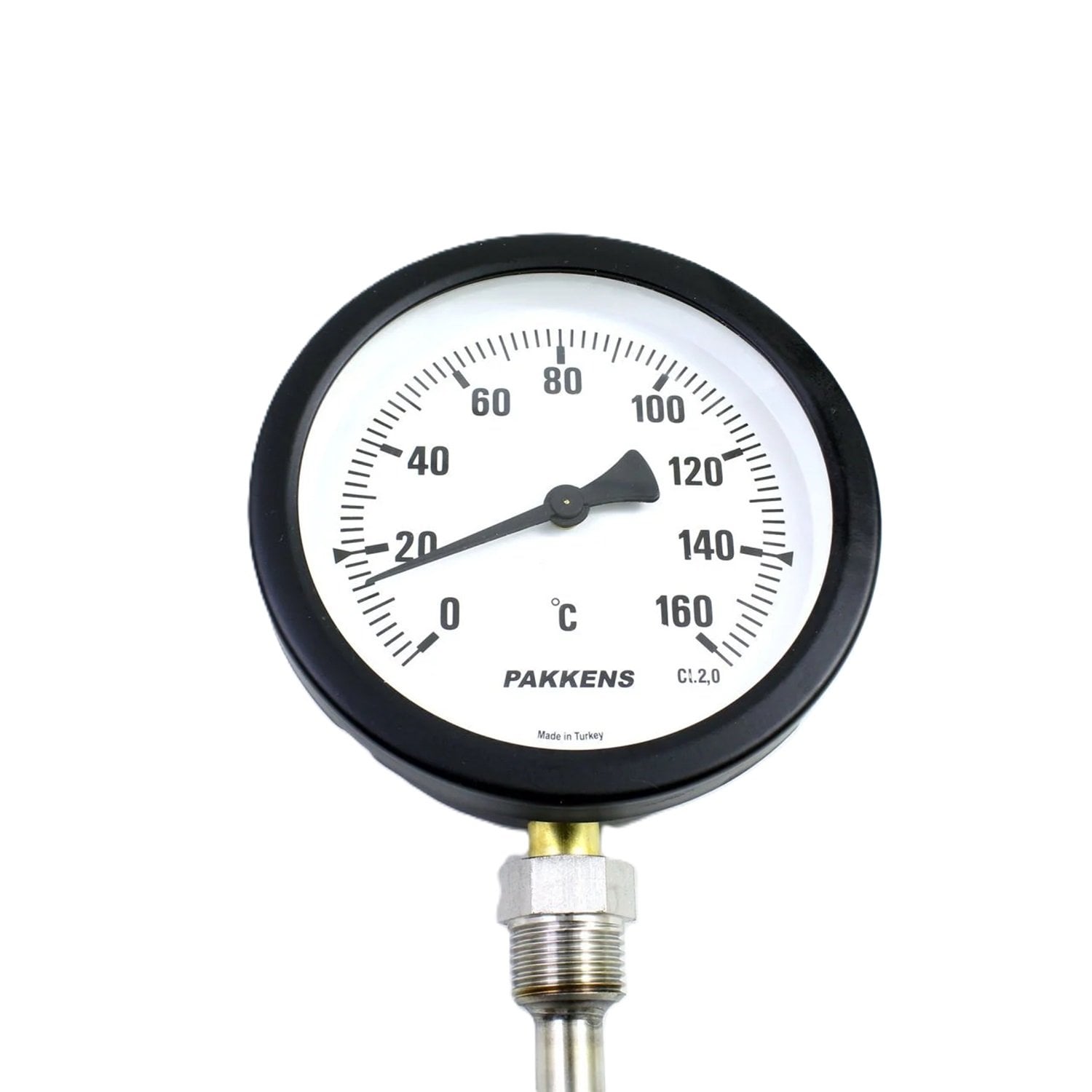 PAKKENS Alt Bağlantılı Termometre Ø100mm 160°C 1/2 25cm
