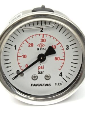 PAKKENS Alt Bağlantılı Gliserinli Manovakummetre Ø63 -1/+3 Bar