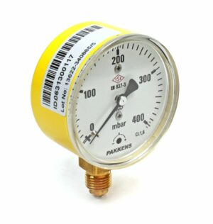 PAKKENS Alt Bağlantılı Kapsül Diyaframlı Manometre Ø63 mm 400 mbar 1/4''
