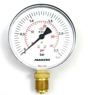 PAKKENS Alt Bağlantılı Manometre Ø100 mm 2,5 Bar