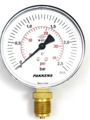 PAKKENS Alt Bağlantılı Manometre Ø100 mm 2,5 Bar