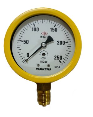 PAKKENS Alt Bağlantılı Kapsül Diyaframlı Manometre Ø100 mm 250 mBar 1/2''