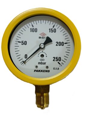 PAKKENS Alt Bağlantılı Kapsül Diyaframlı Manometre Ø100 mm 250 mBar