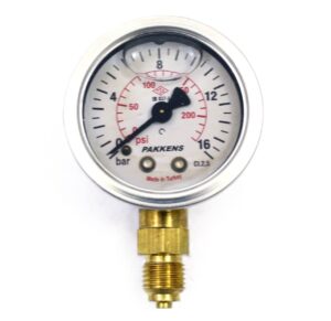 Pakkens Alt Bağlantılı Gliserinli Manometre R 1/2'' 16 Bar 100 mm