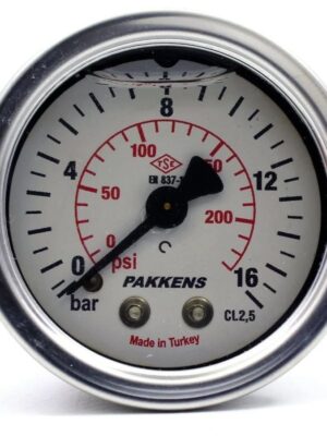 Pakkens Arka Bağlantılı Gliserinli Manometre 100 mm 16 Bar